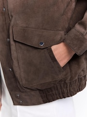 Mint Velvet Brown Suede Bomber Jacket - Image 4 of 7
