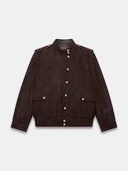 Mint Velvet Brown Suede Bomber Jacket - Image 6 of 7