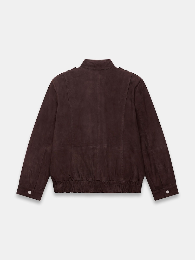 Mint Velvet Brown Suede Bomber Jacket - Image 8 of 8