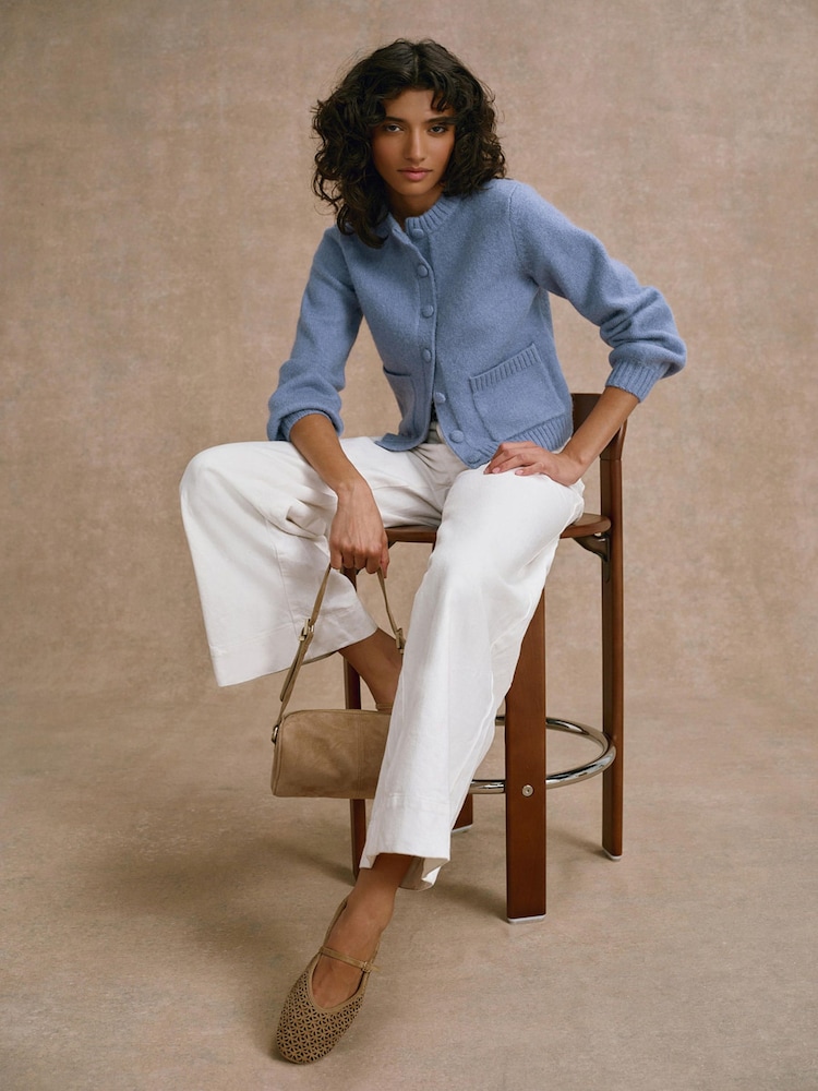 Mint Velvet Blue Wool Blend Pocket Detail Cardigan - Image 2 of 7