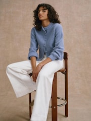 Mint Velvet Blue Wool Blend Pocket Detail Cardigan - Image 3 of 7