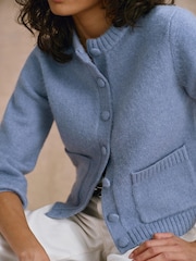 Mint Velvet Blue Wool Blend Pocket Detail Cardigan - Image 5 of 7