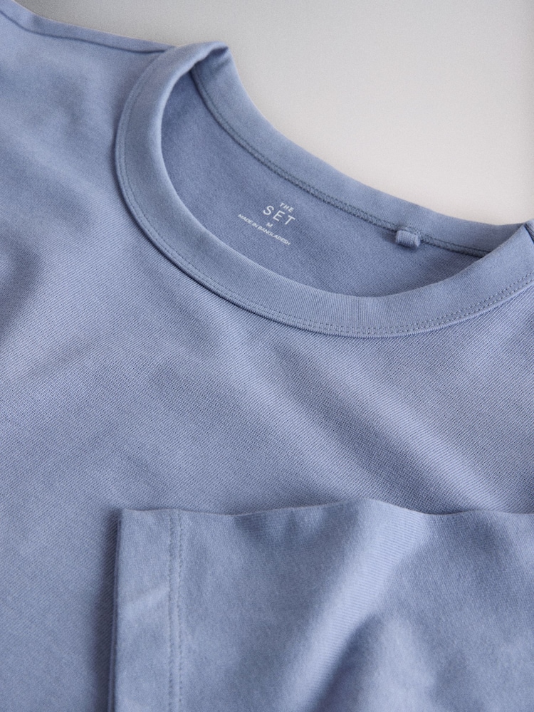 Navy/Grey Bound Neck Heavyweight Jersey T-Shirt 4 Pack - Image 7 of 7 Navy/Grey Bound Neck Heavyweight Jersey T-Shirt 4 Pack - Image 7 of 7