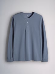 The Set 3 Pack Long Sleeve Waffle Henley Tops Navy/White - Image 4 of 6