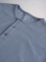 The Set 3 Pack Long Sleeve Waffle Henley Tops Navy/White - Image 6 of 6