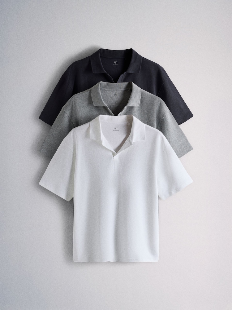 The Set 3 Pack Short Sleeves Waffle Trophy Tops Navy/White - Image 2 of 13 The Set 3 Pack Short Sleeves Waffle Trophy Tops Navy/White - Image 2 of 13