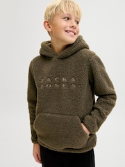 JACK & JONES Junior Green Teddy Fleece Hoodie - Image 2 of 6