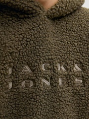 JACK & JONES Junior Green Teddy Fleece Hoodie - Image 5 of 6