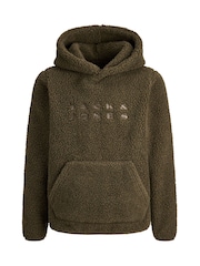 JACK & JONES Junior Green Teddy Fleece Hoodie - Image 6 of 6