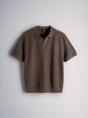 The Set 2 Pack Textured Knitted Trophy Neck Jumpers Black/Brown - Image 2 of 5