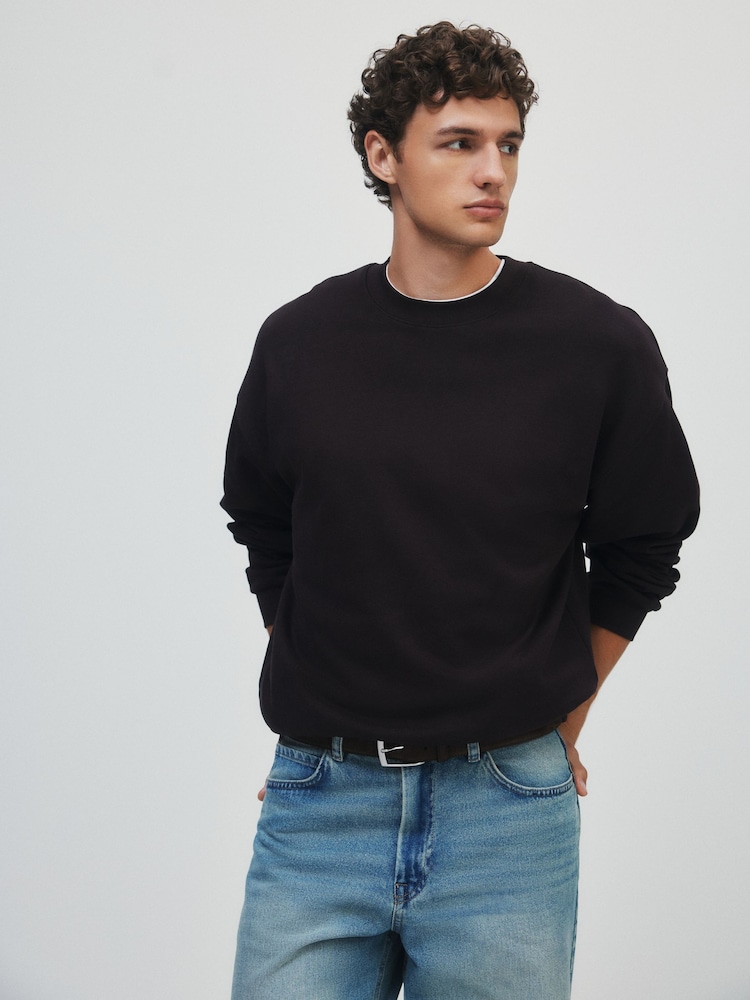 The Set 3 Pack Loopback Crew Neck Sweatshirts Black/Brown - Image 1 of 14