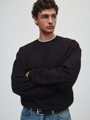 The Set 3 Pack Loopback Crew Neck Sweatshirts Black/Brown - Image 3 of 14