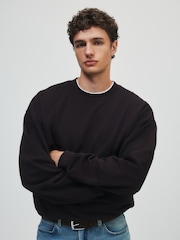 The Set 3 Pack Loopback Crew Neck Sweatshirts Black/Brown - Image 4 of 14