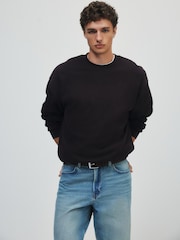 The Set 3 Pack Loopback Crew Neck Sweatshirts Black/Brown - Image 6 of 14