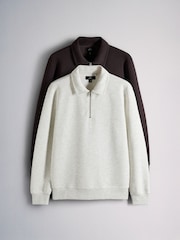 The Set 2 Pack Pique Quater Zip Polo Jumpers - Larawan 1 ng 5