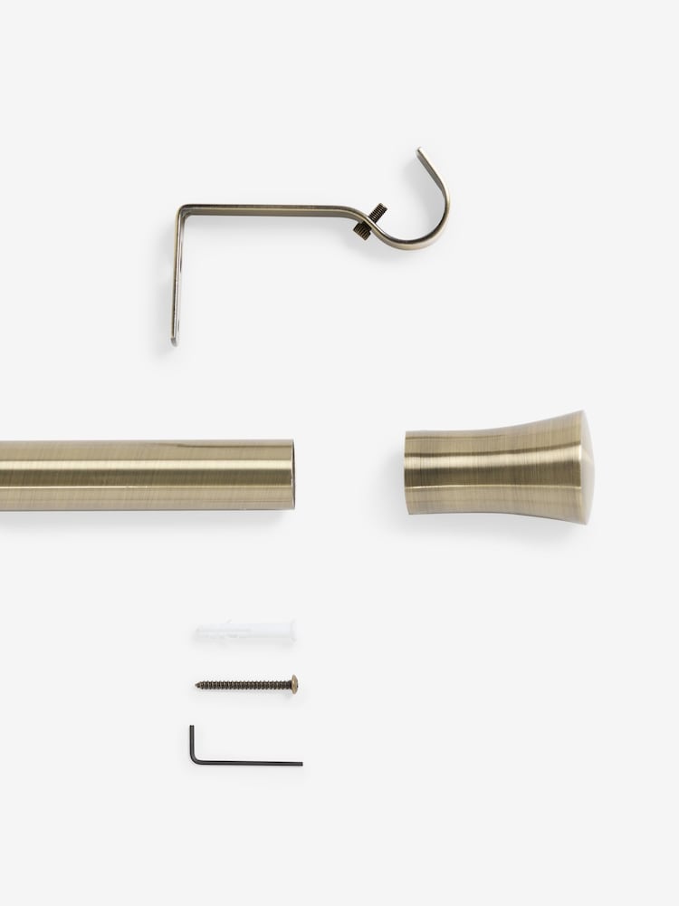 Antique Brass Trumpet Finial 28mm Extendable Kit Curtain Pole - Image 4 of 4 Antique Brass Trumpet Finial 28mm Extendable Kit Curtain Pole - Image 4 of 4