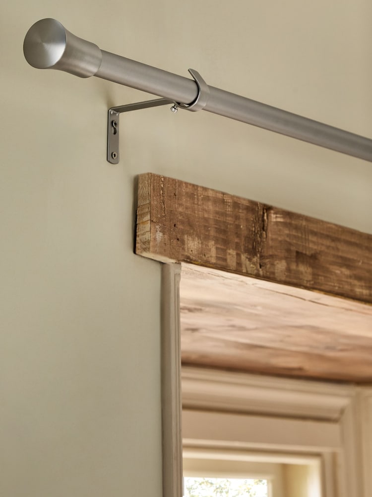 Brushed Silver Trumpet Finial 28mm Extendable Kit Curtain Pole - Image 2 of 2 Brushed Silver Trumpet Finial 28mm Extendable Kit Curtain Pole - Image 2 of 2