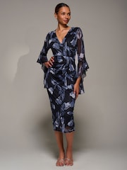 Jolie Moi Black Ruffle Sleeve Ruched Mesh Bodycon Dress - Image 6 of 6