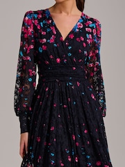 Jolie Moi Pink Long Sleeve Print Lace Maxi Dress - Image 3 of 6