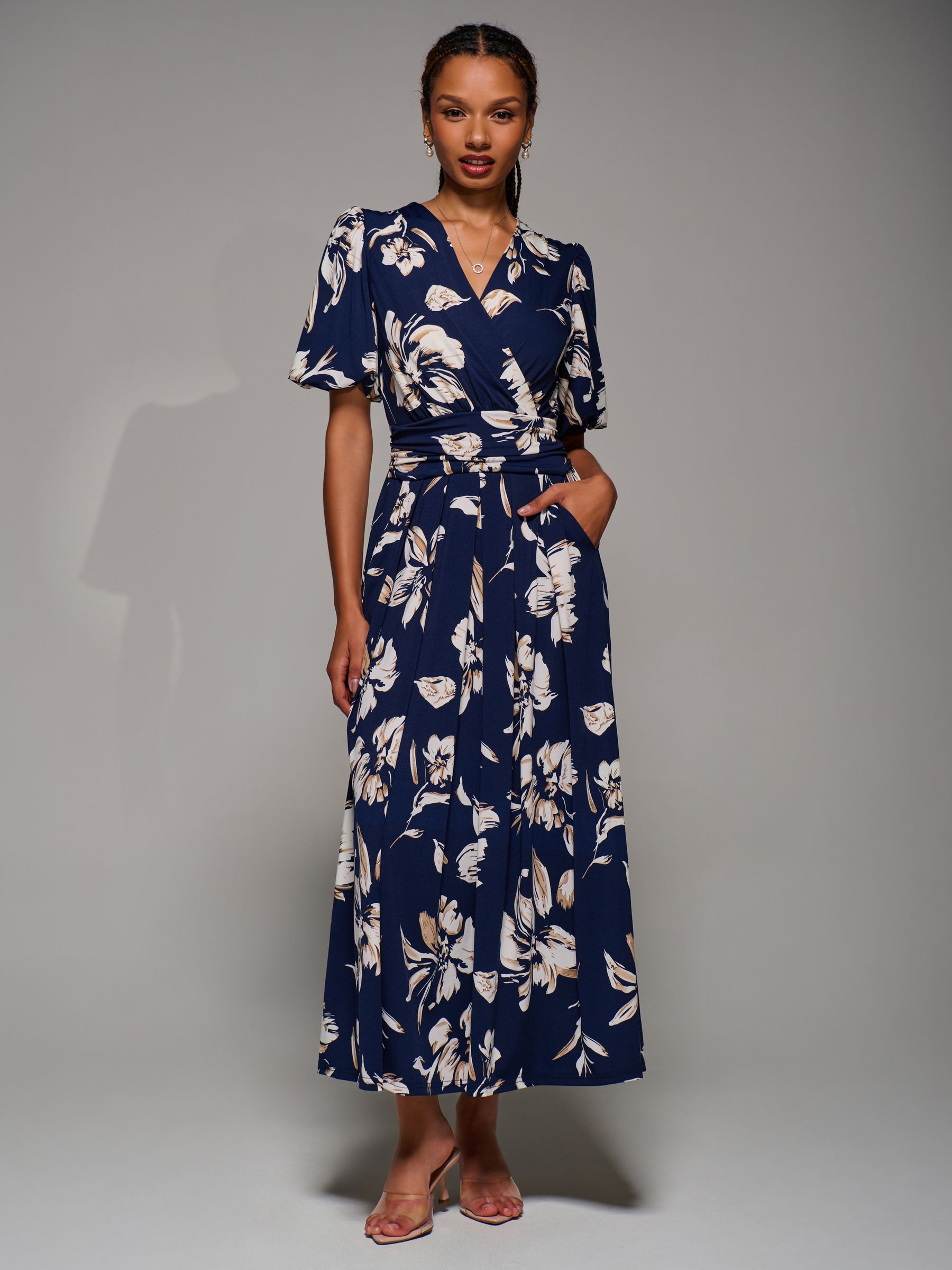 Buy Jolie Moi Blue Puff Sleeve Jersey Maxi Dress from the Next UK