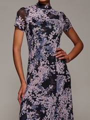 أسود - Jolie Moi Turtle Neckline Mesh Maxi Dress - صورة 6 من 6