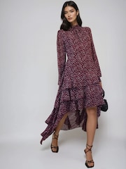 Religion Red High Low Cressida maxi dress with ruffle skirt in dark red polkadot - Image 3 of 6