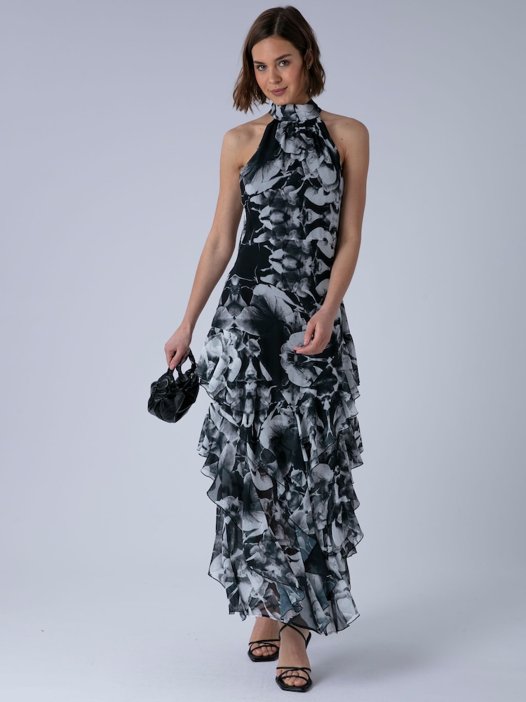 Religion Black Taylor Maxi Dress With Full Ruffle Skirt - Image 1 of 6