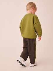 Olive Green Printed Crew Neck Sweat Top and Joggers Set (3mths-7yrs) - Image 4 of 5