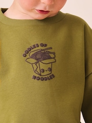Olive Green Printed Crew Neck Sweat Top and Joggers Set (3mths-7yrs) - Image 5 of 5