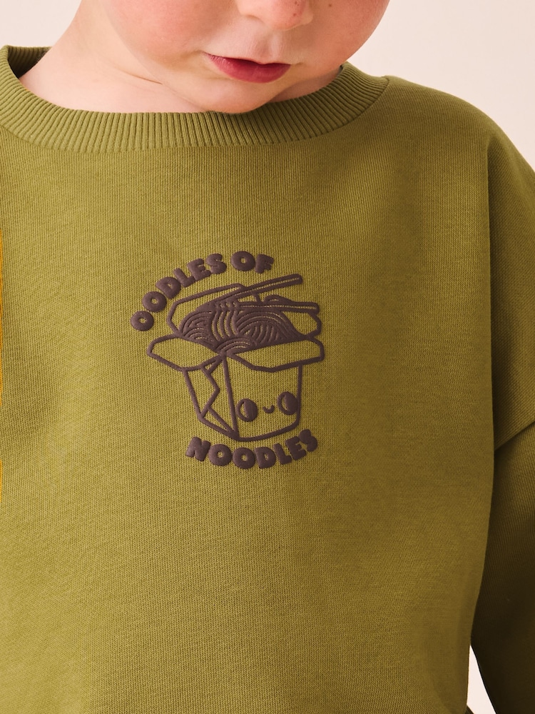 Olive Green Printed Crew Neck Sweat Top and Joggers Set (3mths-7yrs) - Image 5 of 5 Olive Green Printed Crew Neck Sweat Top and Joggers Set (3mths-7yrs) - Image 5 of 5