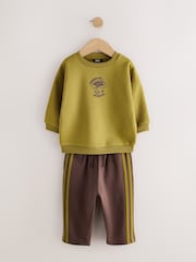Olive Green Crew Neck Joggers Set (3mths-7yrs) - Image 6 of 10