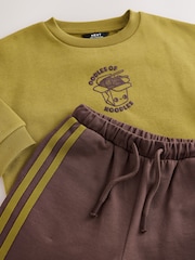 Olive Green Crew Neck Joggers Set (3mths-7yrs) - Image 9 of 10