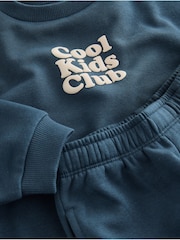 Dark/Blue Back Print Crew Neck Joggers Set (3mths-7yrs) - Image 8 of 9