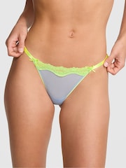 Victoria's Secret PINK Blue Dancer G-String Cotton Heather Lace Trim Knickers - Image 1 of 2
