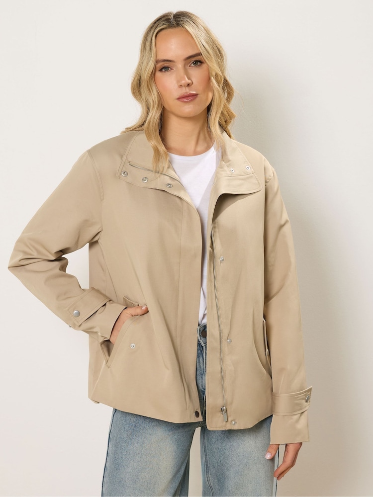 Long Tall Sally Natural Funnel Neck Jacket - Image 1 of 5 Long Tall Sally Natural Funnel Neck Jacket - Image 1 of 5