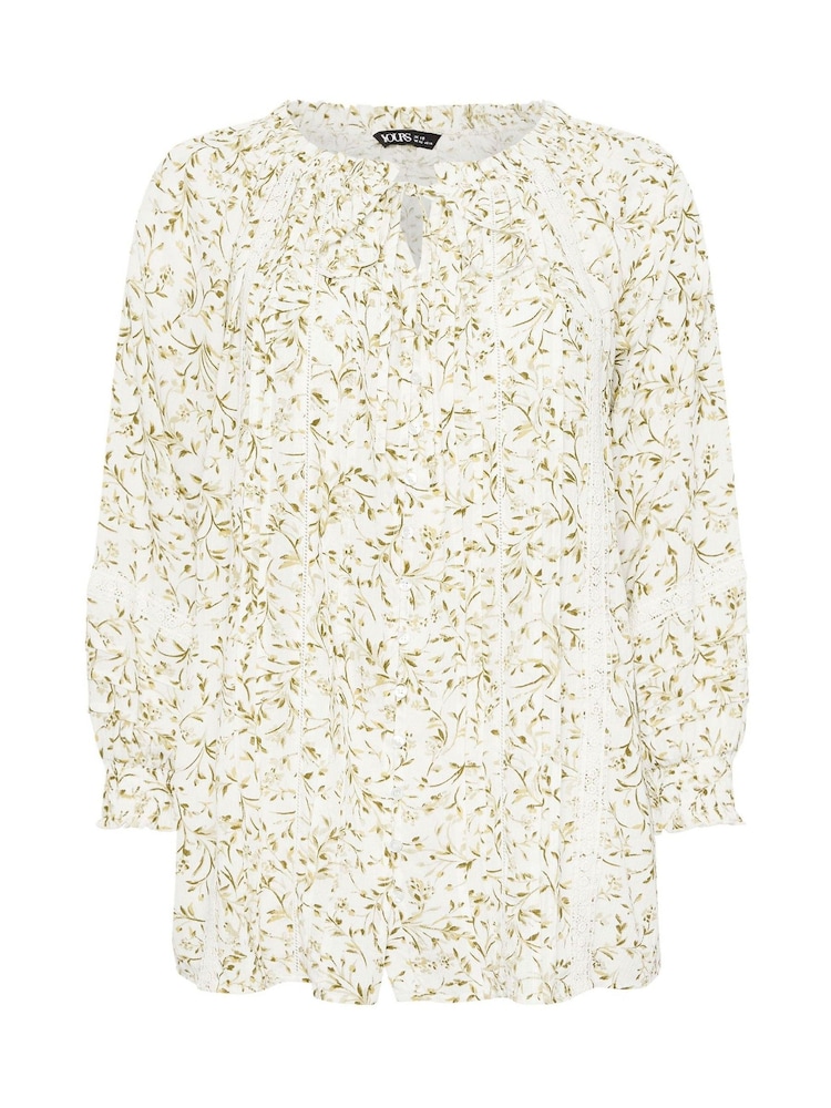 Yours Curve Cream Boho Pintuck Top - Image 5 of 5