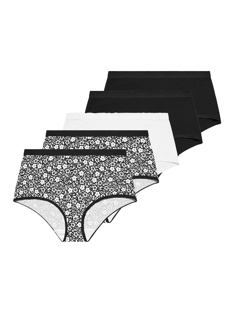 Yours Curve Black Floral Full Brief 5 Pack - Image 8 of 8