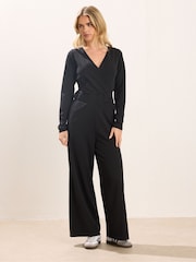 PixieGirl Petite Black Long Sleeve Wide Leg Jumpsuit - Image 2 of 5