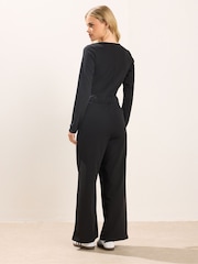 PixieGirl Petite Black Long Sleeve Wide Leg Jumpsuit - Image 3 of 5