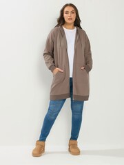 Yours Curve Brown Longline Hoodie - Image 1 of 5