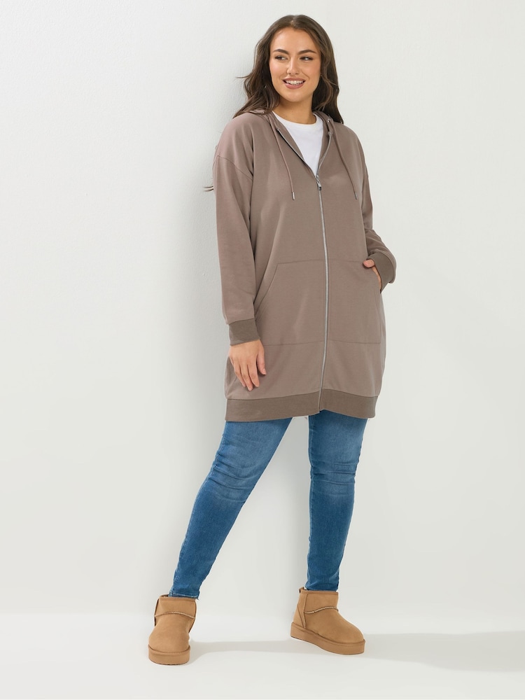 Yours Curve Brown Longline Hoodie - Image 2 of 5