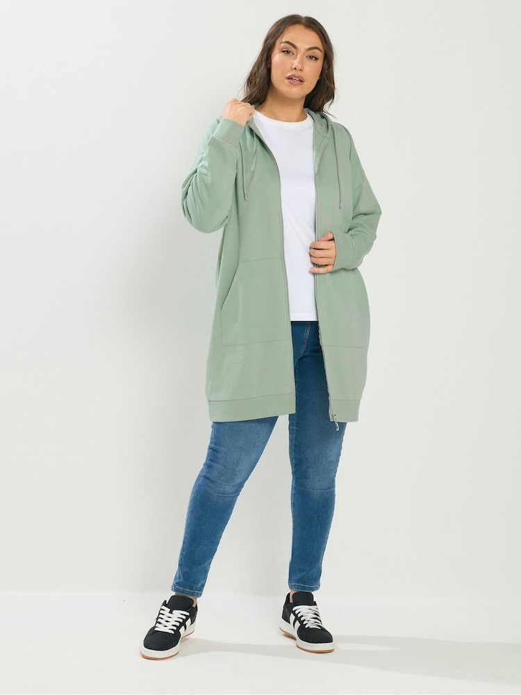 Yours Curve Green Longline Hoodie - Image 2 of 5