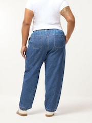 Yours Curve Blue Paperbag Straight Leg Jeans - Image 2 of 5