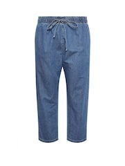 Yours Curve Blue Paperbag Straight Leg Jeans - Image 5 of 5