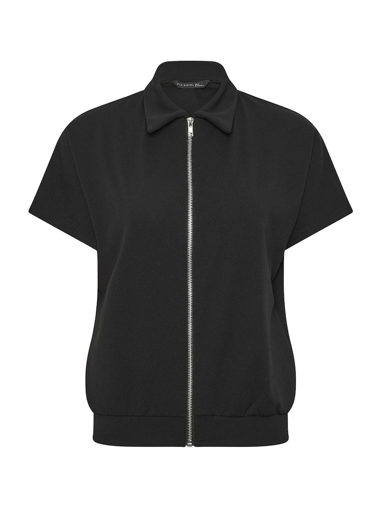 PixieGirl Petite Black Short Sleeve Scuba Jacket - Image 5 of 5