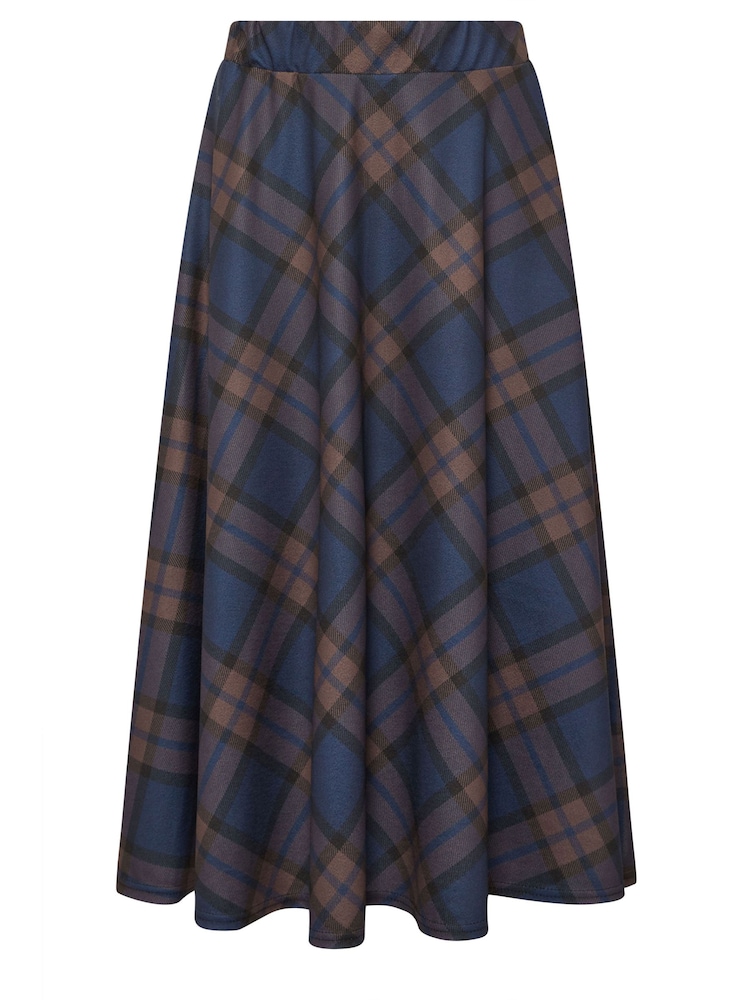 PixieGirl Petite Blue Checked A Line Midaxi Skirt - Image 5 of 5