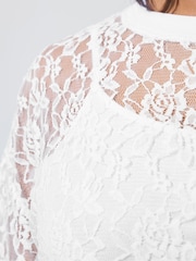 Yours Curve White Limited All Over Lace T-Shirt - Image 4 of 5