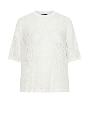 Yours Curve White Limited All Over Lace T-Shirt - Image 5 of 5