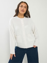 Yours Curve Cream Button Thru Bomber Jacket - Image 1 of 5