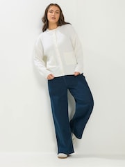 Yours Curve Cream Button Thru Bomber Jacket - Image 2 of 5